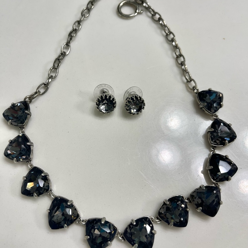 COPY - Stella & Dot Somervell Gray Crystal Necklace And Earrings